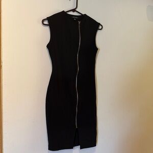 Shinestar Black Zip-Front Mini Dress